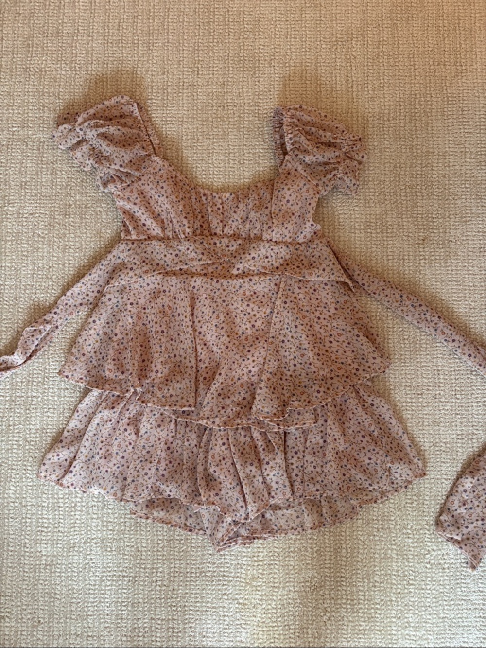 Floral Tiered Ruffle Romper in Dusty Rose